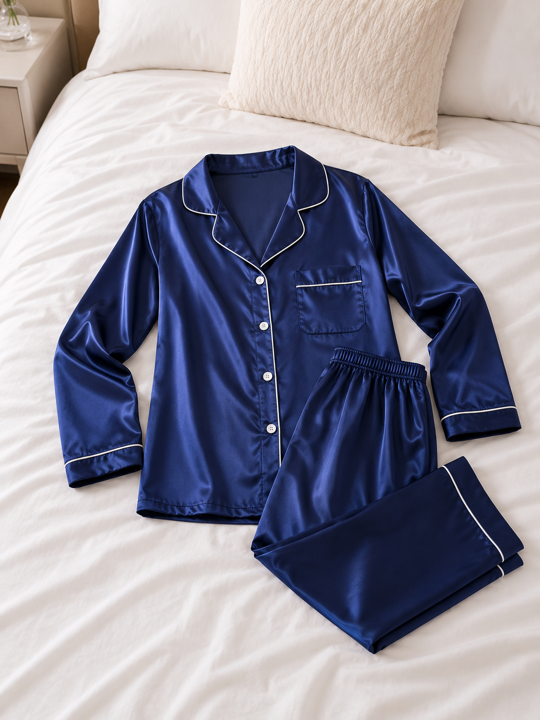 Women's Simple Satin Pajama Set