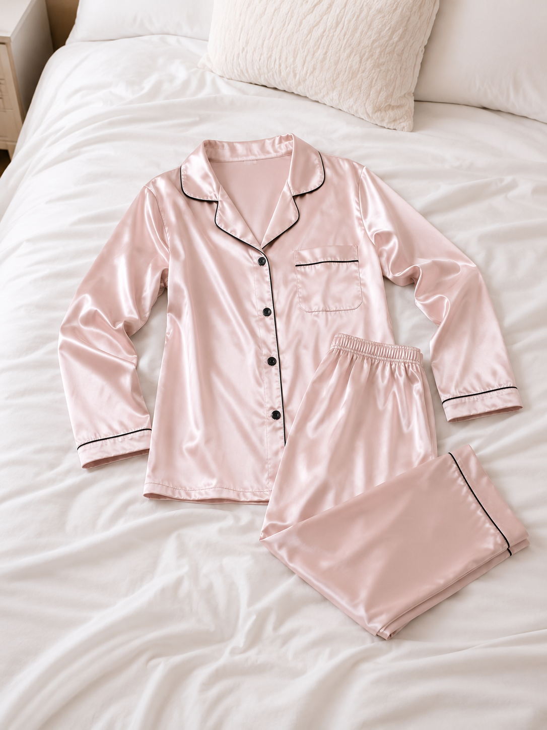 Women's Simple Satin Pajama Set