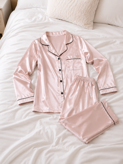 Women's Simple Satin Pajama Set